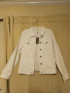 Matilda Jane White Denim Jacket - Casual Button-Front Jean Coat